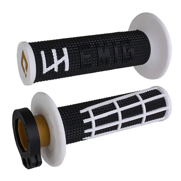 גריפים לאופנוע שטח ODI גריפים עם נעילות וידית גז ODI_lock_on_grips_emig_H36E2BW_half waffle_black_white_gold