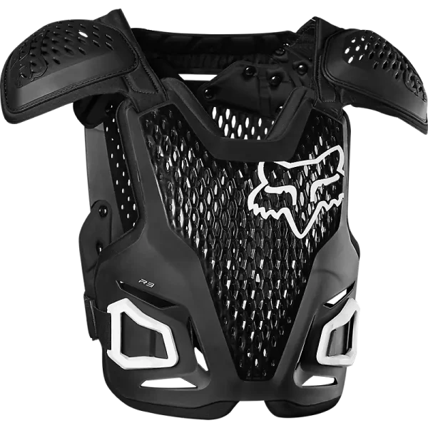מגן חזה נוער FOX R3 שחור – מבט קדמי