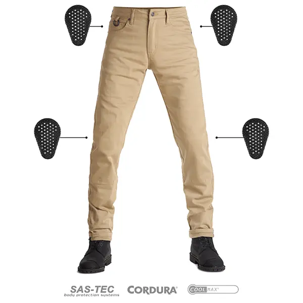 ג'ינס רכיבה בז' PANDO MOTO ROBBY SLIM