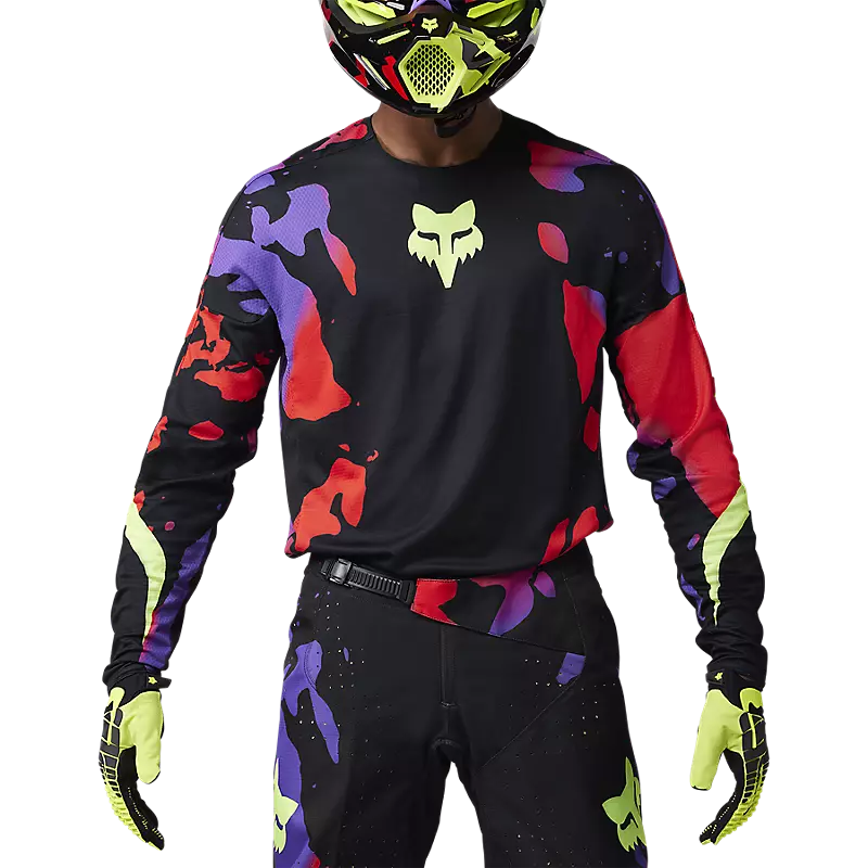 חולצת רכיבה פוקס שחור FOX RACING 360 THROTTLE דוגמן זווית קדמית