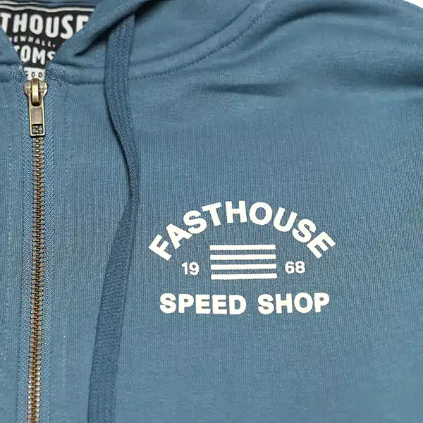 קפוצ׳ון רוכסן פסטהאוס כחול FASTHOUSE Cobalt Hooded Zip-Up Vintage Blue עיצוב קידמי מקרוב