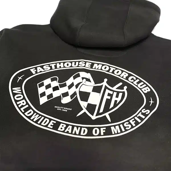 קפוצ׳ון רוכסן פסטהאוס שחור FASTHOUSE Mod Hooded Zip-Up Fleece Black עיצוב אחורי מקרוב