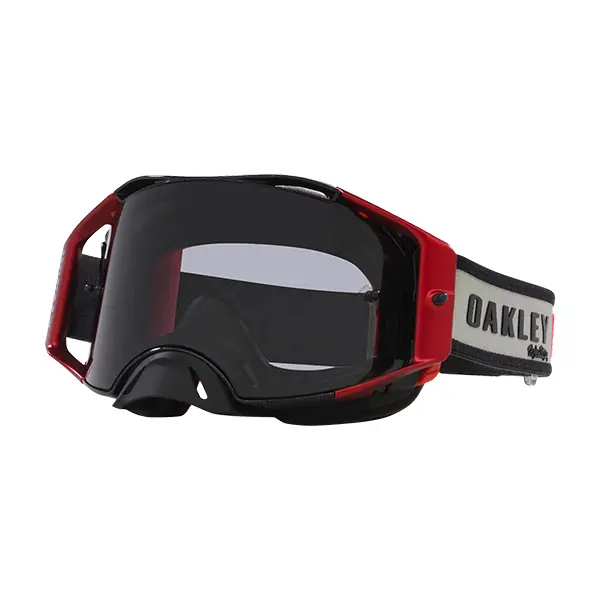 משקף אבק אוקלי אדום/אפור OAKLEY AIRBRAKE MX TLD GREY BLOCKS W/LIGHT GREY פונה שמאלה