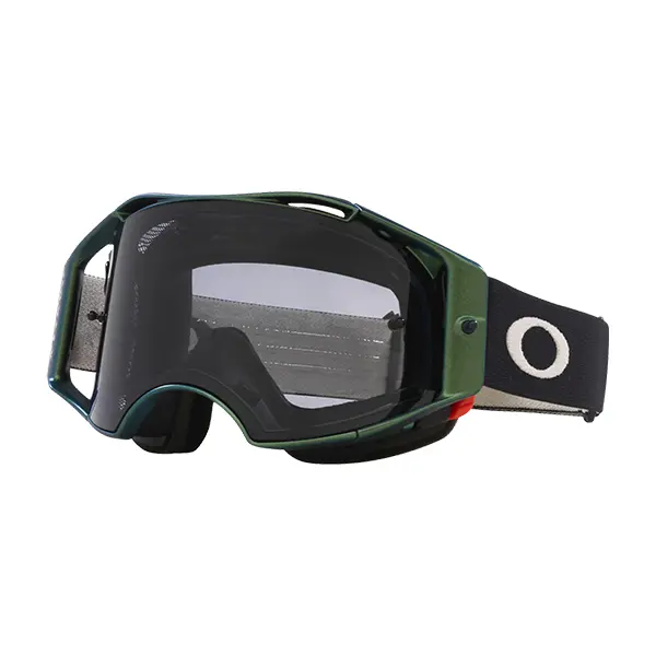 משקף אבק לאופניים OAKLEY AIRBRAKE MTB BLACK GREEN W/LIGHT GREY מקדימה פונה שמאלה