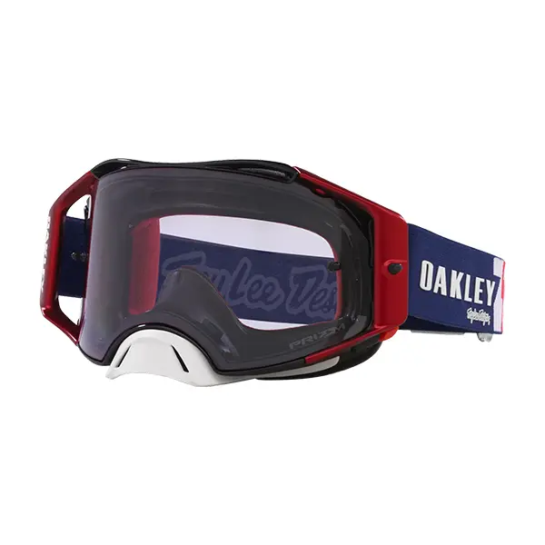 משקף אבק אוקלי כחול/אדום OAKLEY AIRBRAKE MX TLD RWB STARS W/PRIZM LOW LIGHT פונה שמאלה