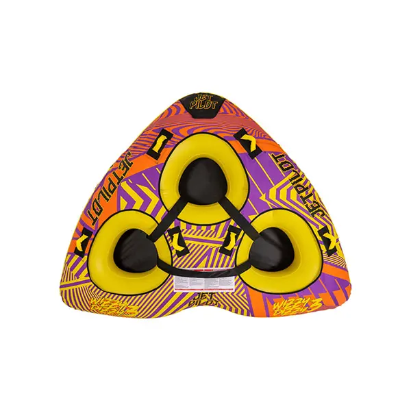 אבוב מים ל-3 רוכבים Jetpilot JP3 בצבע צהוב וסגול בעיצוב WING עם ידיות אחיזה מרופדות