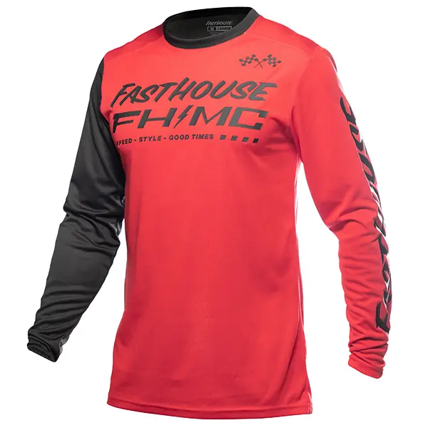 חולצת רכיבה פסטהאוס אדום/שחור - Fasthouse Carbon Method LS Jersey Red/Black מקדימה