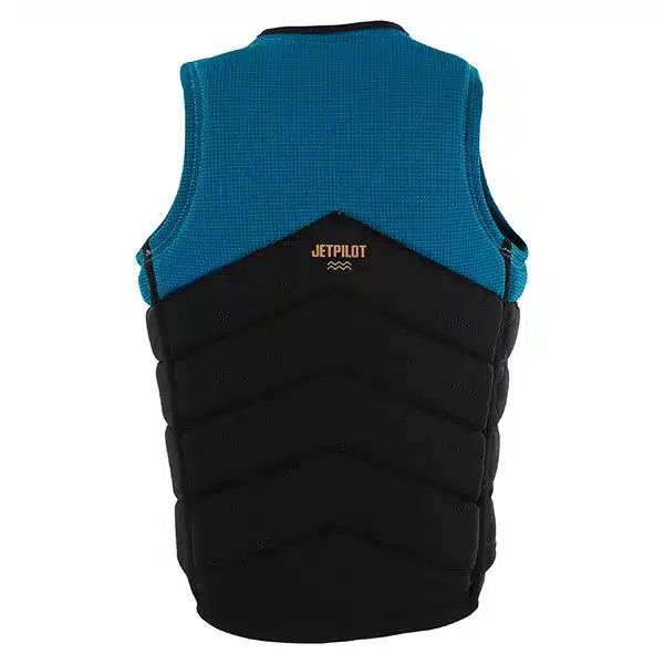 אפוד Jetpilot X1 MAX FE – מבט אחורי עם עיצוב גב מלא וצבע כחול/שחור בולט