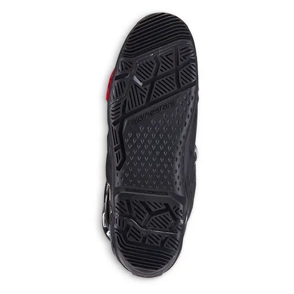 סוליית מגפי Alpinestars Tech 10 אנדורו – תצוגה תחתונה עם מבנה אחיזה קשיח