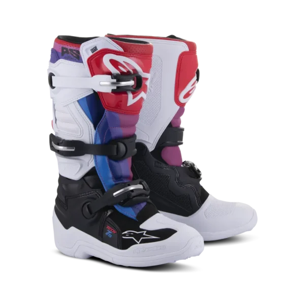 מגפיים לילדים אלפינסטארס טק 7s לבן/שחור/ריינבו - Alpinestars Tech 7s Youth White/Black Rainbow