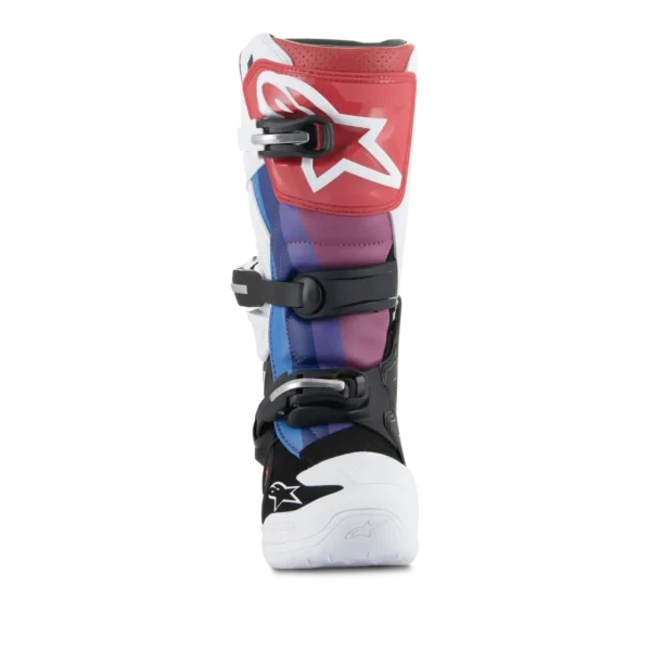 מגפיים לילדים אלפינסטארס טק 7s לבן/שחור/ריינבו - Alpinestars Tech 7s Youth White/Black Rainbow תצוגה קידמית