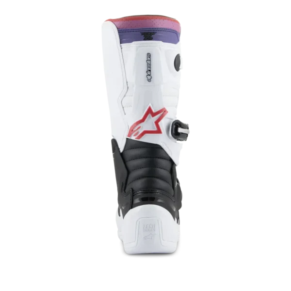 מגפיים לילדים אלפינסטארס טק 7s לבן/שחור/ריינבו - Alpinestars Tech 7s Youth White/Black Rainbow תצוגה אחורית