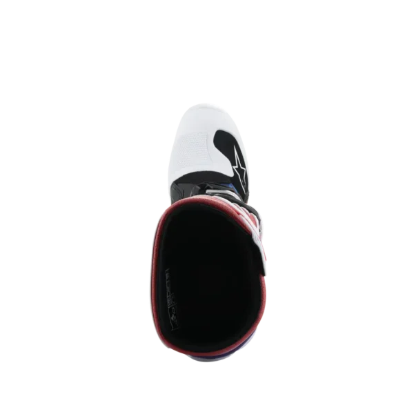 מגפיים לילדים אלפינסטארס טק 7s לבן/שחור/ריינבו - Alpinestars Tech 7s Youth White/Black Rainbow מפתח הרגל ממבט עליון