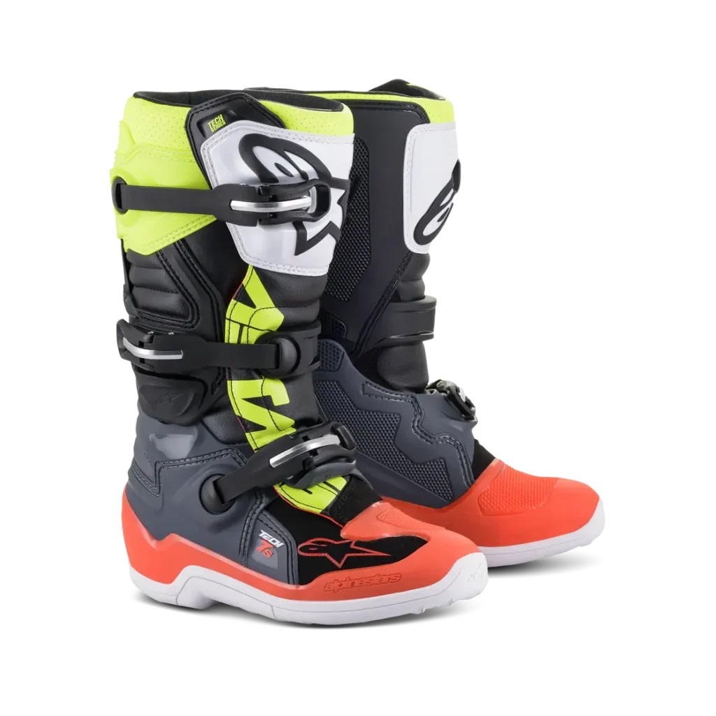 מגפיים לילדים אלפינסטארס טק 7s אפור/אדום/צהוב - Alpinestars Tech 7s Youth Gray/Red/Yel