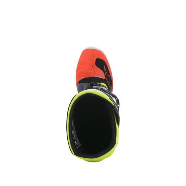 מגפיים לילדים אלפינסטארס טק 7s אפור/אדום/צהוב - Alpinestars Tech 7s Youth Gray/Red/Yel מפתח המגף ממבט עליון