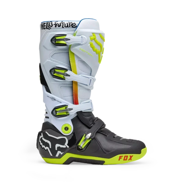 מגפי רכיבה פוקס אדום שחור לבן – FOX RACING MOTION HELLO FUTURE BOOT מגף בודד