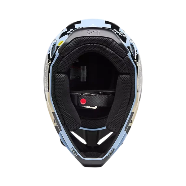 קסדת שטח פוקס תכלת – FOX V1 DIGI IMAGE Helmet Light Slate - מבט פנים ריפודים פריקים