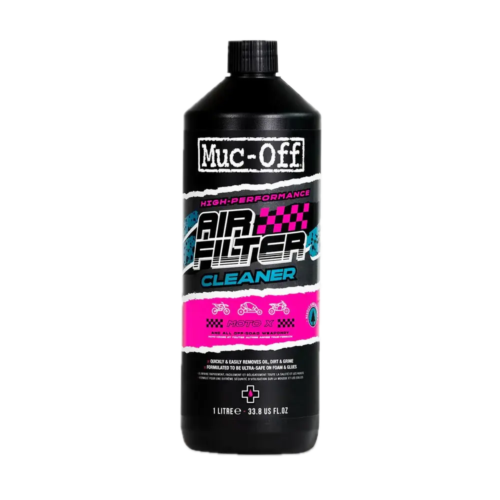נוזל ניקוי לפילטר אוויר MUC-OFF – בקבוק 1 ליטר להסרת שומנים ולכלוך מפילטרי ספוג