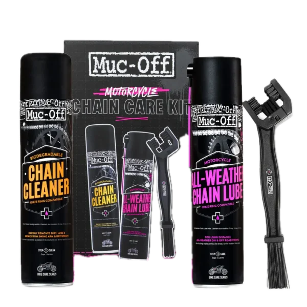 ערכת ניקוי ושימון לשרשרת MUC-OFF – כוללת תרסיסים ומברשת לטיפול מלא בשרשרת ערכה מלאה