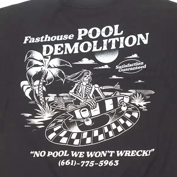חולצת טי פסטהאוס שחורה – Fasthouse Demolition SS Tee Black מאחורה לוגו מקרוב
