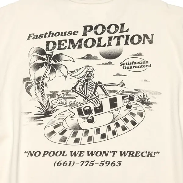 חולצת טי פסטהאוס נטורל - Fasthouse Demolition SS Tee Natural מאחורה לוגו מקרוב