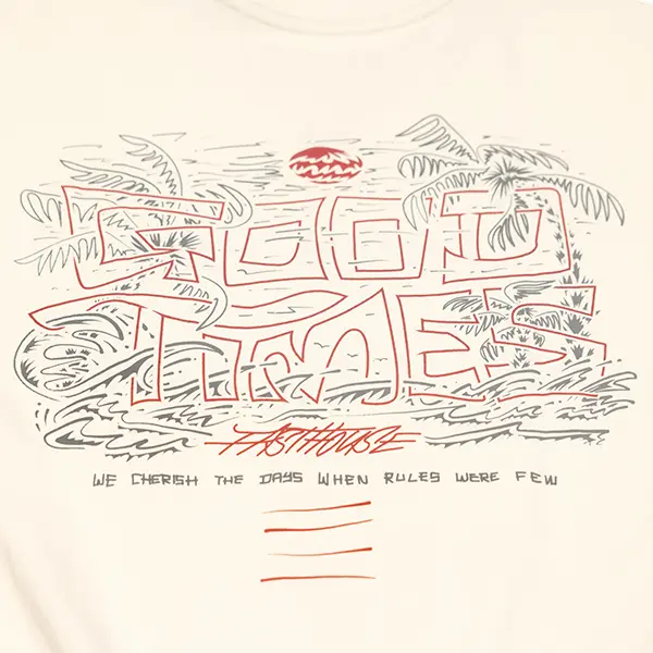 חולצת טי פסטהאוס נטורל – Fasthouse Lagoon SS Tee Natural לוגו מאחורה מקרוב