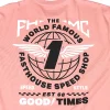 חולצת טי קצרה פסטהאוס ורוד פודרה – Fasthouse Renown SS Tee Dusty Pink לוגו מאחורה מקרוב
