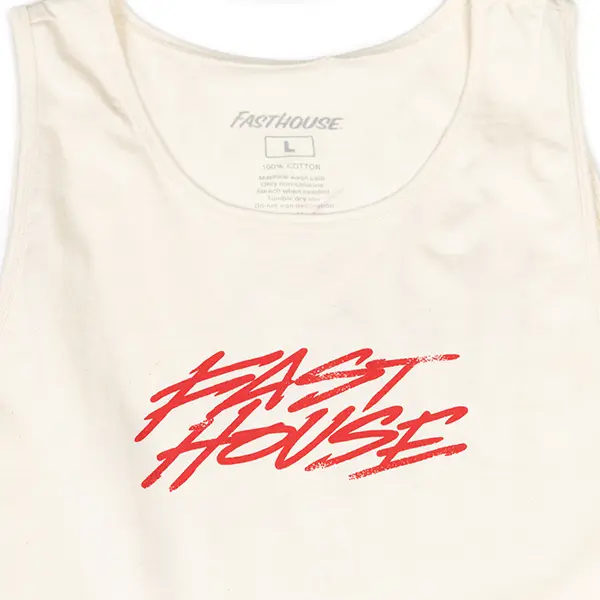 גופיית סאונד צ'ק פסטהאוס אפור – Fasthouse Sound Check Tank Putty לוגו מקדימה מקרוב