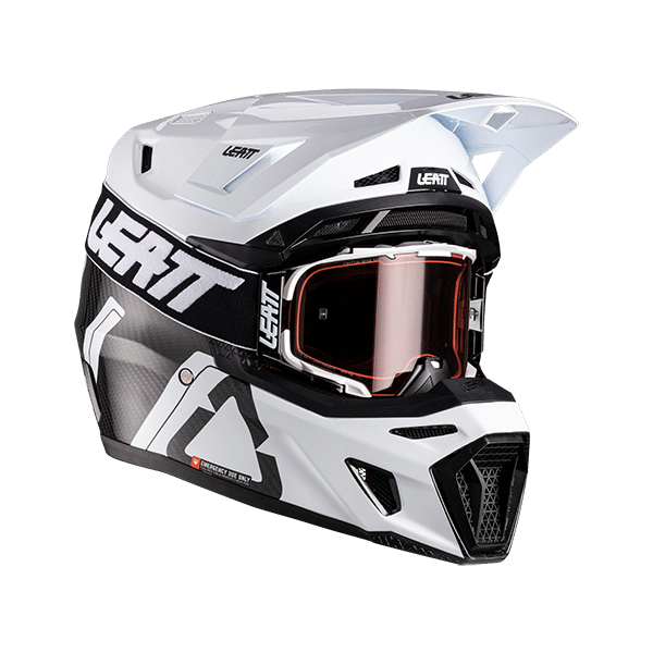 קיט קסדה ומשקף ליט קרבון לבן - LEATT MOTO 9.5 WHITE/CARBON V26 - M