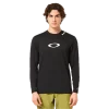 חולצת Oakley Free Ride RC LS Jersey מבט קדמי מבט צד על גזרת Relaxed Fit עם פנלי רשת תקריב על בד Hydrolix™ נושם מבט אחורי על לוגו Oakley והגימור הארוך לגב