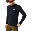 חולצת Oakley Seeker Thermal Grid LS Jersey מבט קדמי תקריב על מבנה הבד Thermal Grid הטכני מבט צד על גזרה צמודה ושרוולים ארוכים מבט אחורי על אזורי רשת ואוורור
