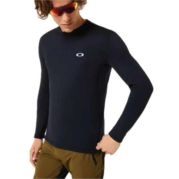 חולצת Oakley Seeker Thermal Grid LS Jersey מבט קדמי תקריב על מבנה הבד Thermal Grid הטכני מבט צד על גזרה צמודה ושרוולים ארוכים מבט אחורי על אזורי רשת ואוורור