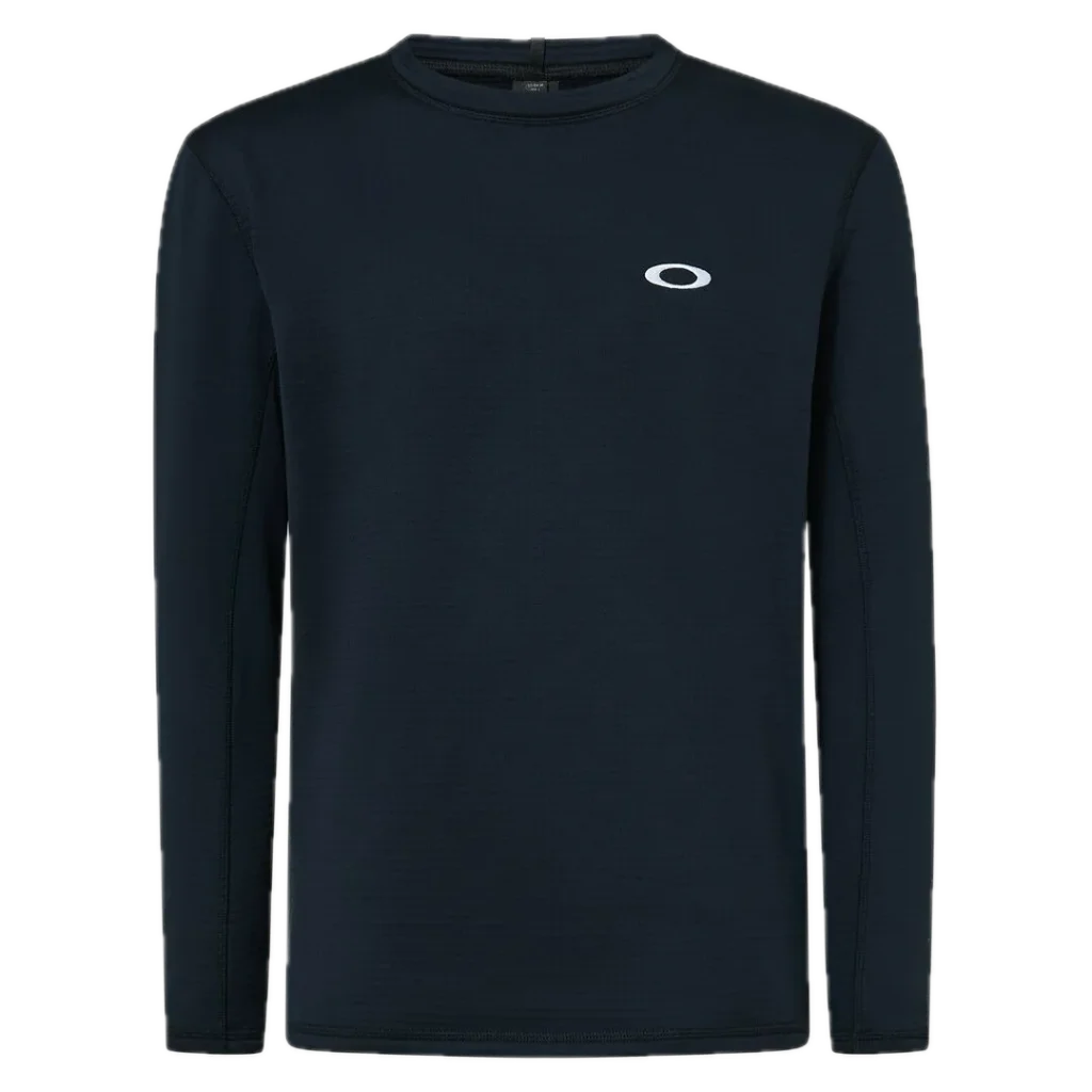 חולצת Oakley Seeker Thermal Grid LS Jersey מבט קדמי תקריב על מבנה הבד Thermal Grid הטכני מבט צד על גזרה צמודה ושרוולים ארוכים מבט אחורי על אזורי רשת ואוורור