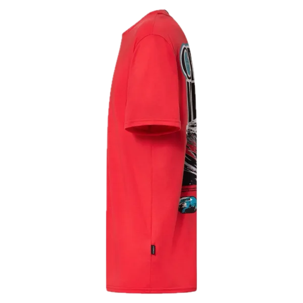 חולצת Oakley Crashing Wave Surf Tee מבט קדמי תקריב על ההדפס הגרפי של הגל ולוגו Oakley מבט צד על חולצת Oakley Crashing Wave Surf מבט אחורי על חולצת Oakley בגזרה Regular Fit