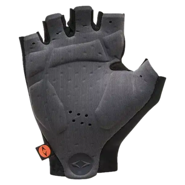 כפפות Oakley Endurance Lite Road Short Glove מבט קדמי תקריב על כף היד מחומר Clarino® מבט צד על כפפות Oakley עם רשת אוורור בגב כפפות Oakley Endurance Lite בשימוש על כידון אופניים