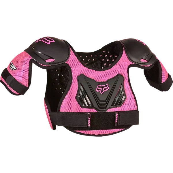 מגן חזה ילדים פוקס שחור ורוד – FOX Peewee Titan Roost Deflector