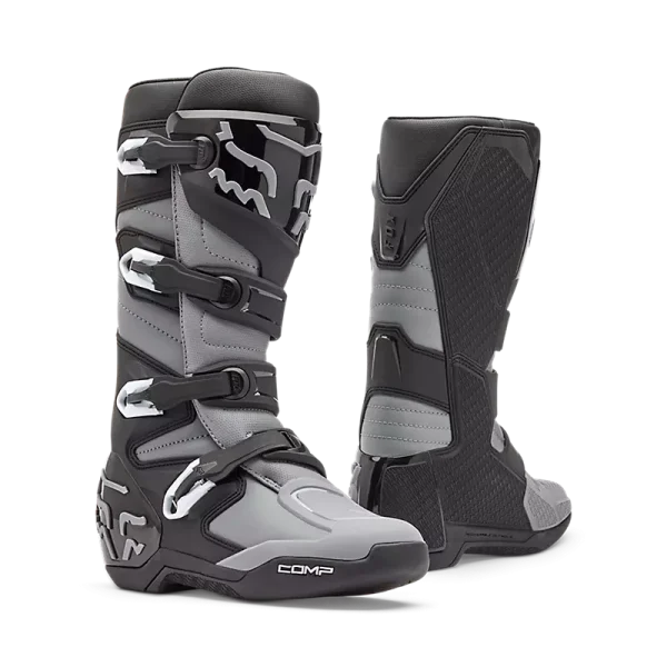 מגפי רכיבה FOX Comp Core שחור אפור – מבט צד וקדמי