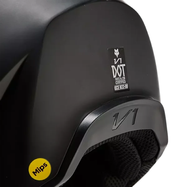 קסדה ילדים פוקס שחור מט - FOX V1 Matte תקריב תקנים