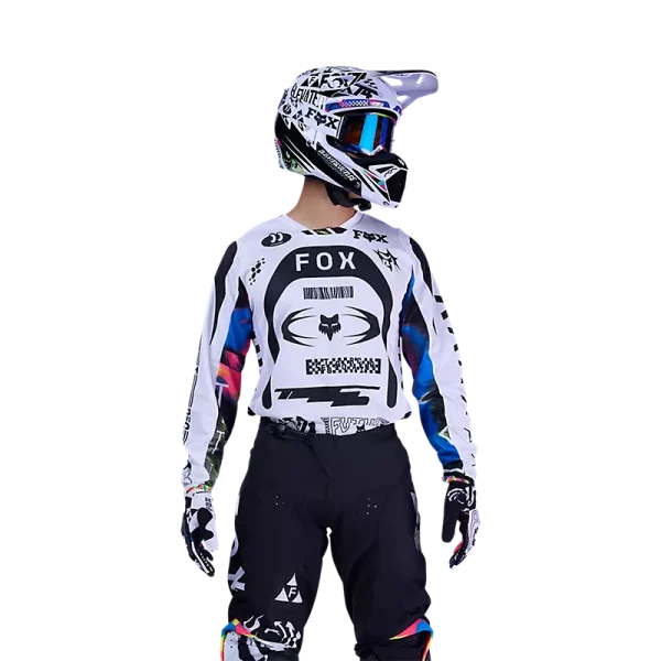 חולצת רכיבה פוקס לבן שחור – FOX 180 Image Cosmo Jersey דוגמן
