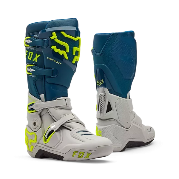 מגפי רכיבה FOX Instinct כחול אפור – מבט צד וקדמי