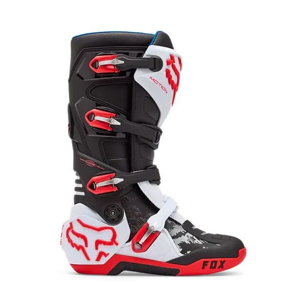 מגפי רכיבה FOX Motion לבן אדום – מבט צד