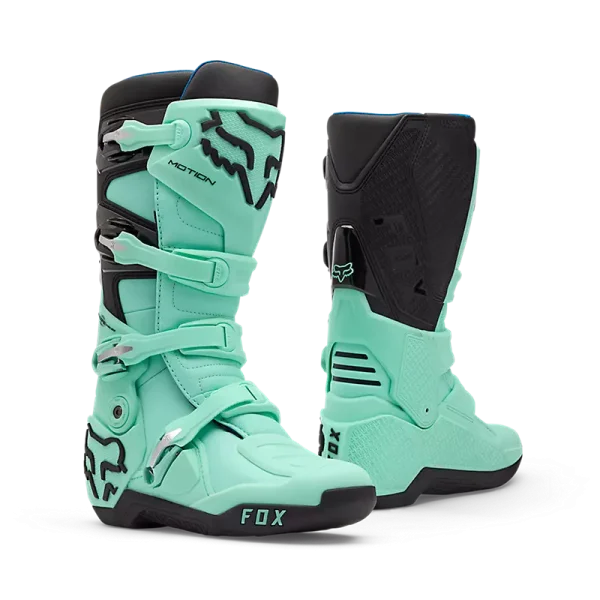 מגפי רכיבה FOX Motion טורקיז – מבט צד וקדמי