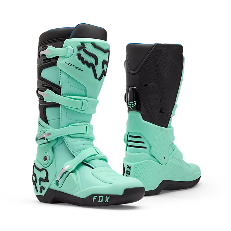מגפי רכיבה FOX Motion טורקיז – מבט צד וקדמי