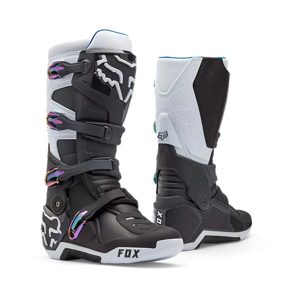 מגפי רכיבה FOX Motion שחור אפור לבן – מבט צד קדמי