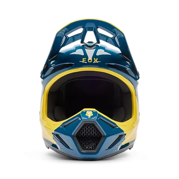 קסדת שטח פוקס כחול/צהוב – FOX V3 Tine מקדימה