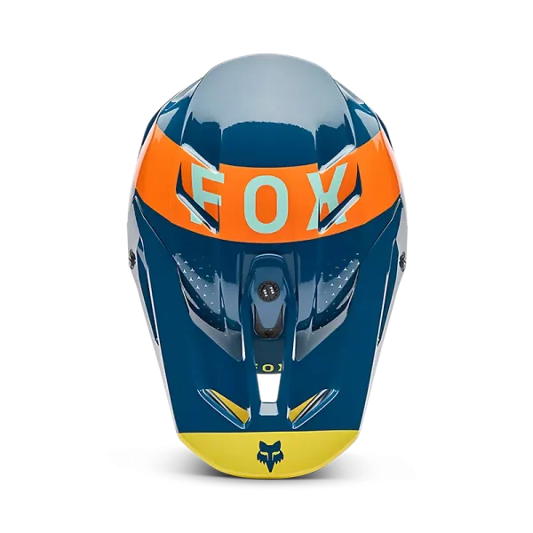קסדת שטח פוקס כחול/צהוב – FOX V3 Tine מלמעלה