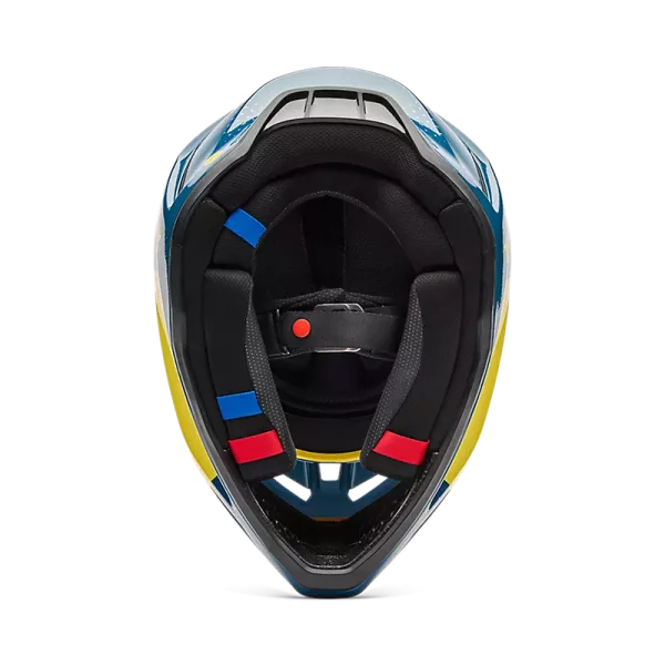 קסדת שטח פוקס כחול/צהוב – FOX V3 Tine מלמטה