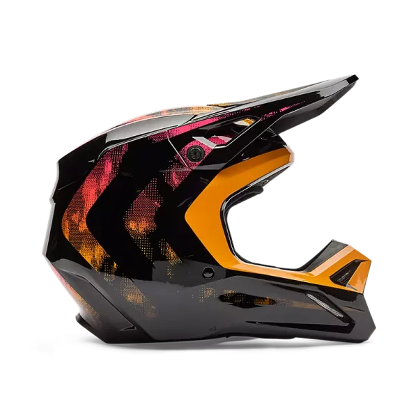 קסדת שטח פוקס שחור/כתום – FOX YOUTH V1 Kairos מהצד