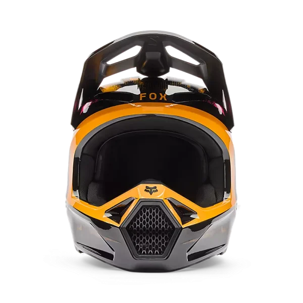 קסדת שטח פוקס שחור/כתום – FOX YOUTH V1 Kairos מקדימה