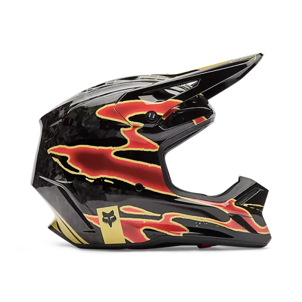 קסדת שטח פוקס שחור צהוב – FOX V3 RS Inning מבט מהצד